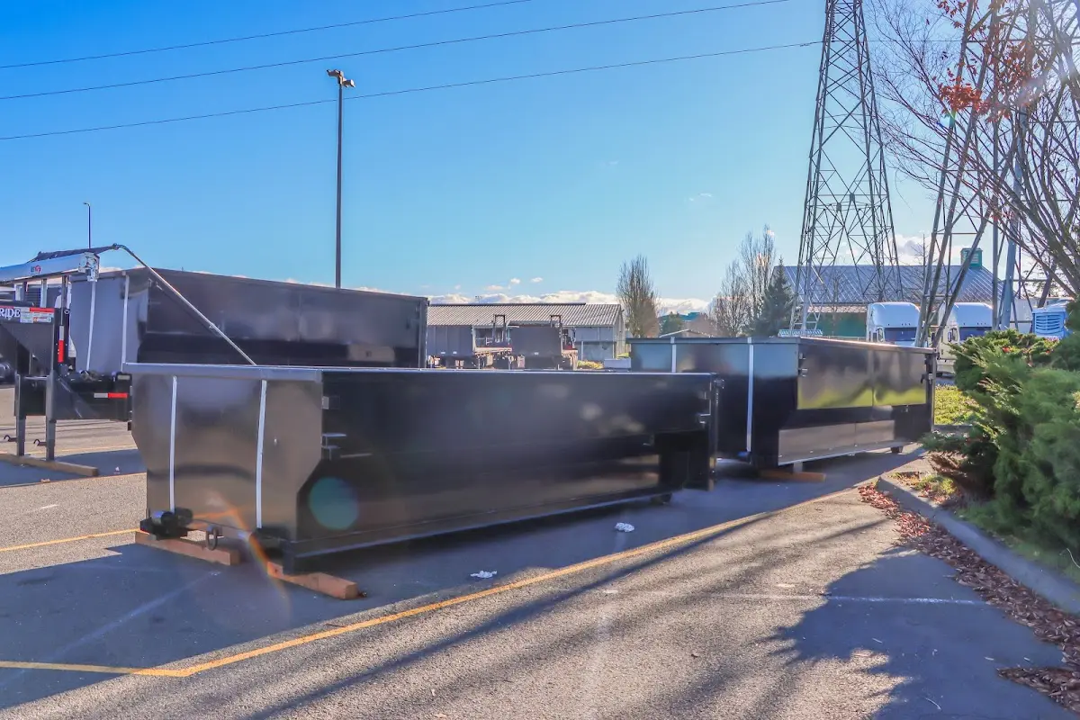 Roll-off dumpster ready for waste disposal at job site for Construction Dumpster Rental in Fairfax